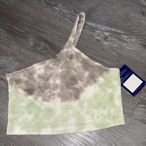 Champion Women's Asymmetrical Tie-Dye Crop Top - Green and Brown